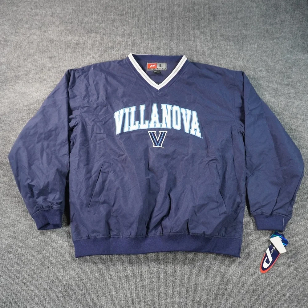 Vintage Pro Player Villanova Windbreaker Mens Large Navy Wildcats Logo V-Neck